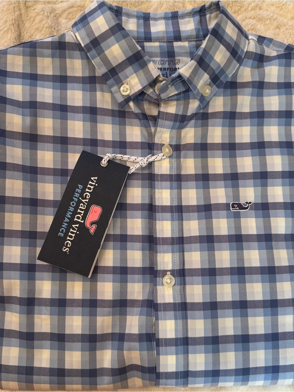 Vineyard Vines Kids Gingham Performance Cotton Shirt New with Tags